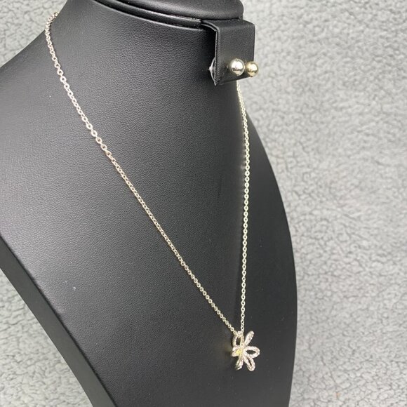 Finart Crystal Flower Necklace & Stud Earring Set NIB - Silver Tone - Picture 3 of 11